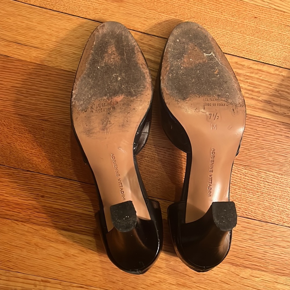 Adrienne Vittadini Black croc embossed leather heels size 7.5 & 3.5 in heels - Picture 5 of 7
